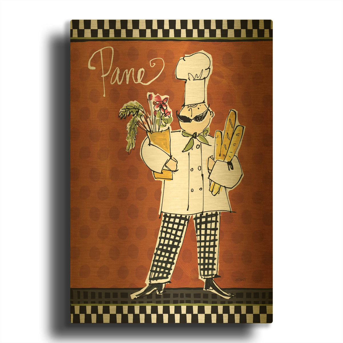 'Chefs on the Go III' By Anne Tavoletti Gold Metal Wall Art