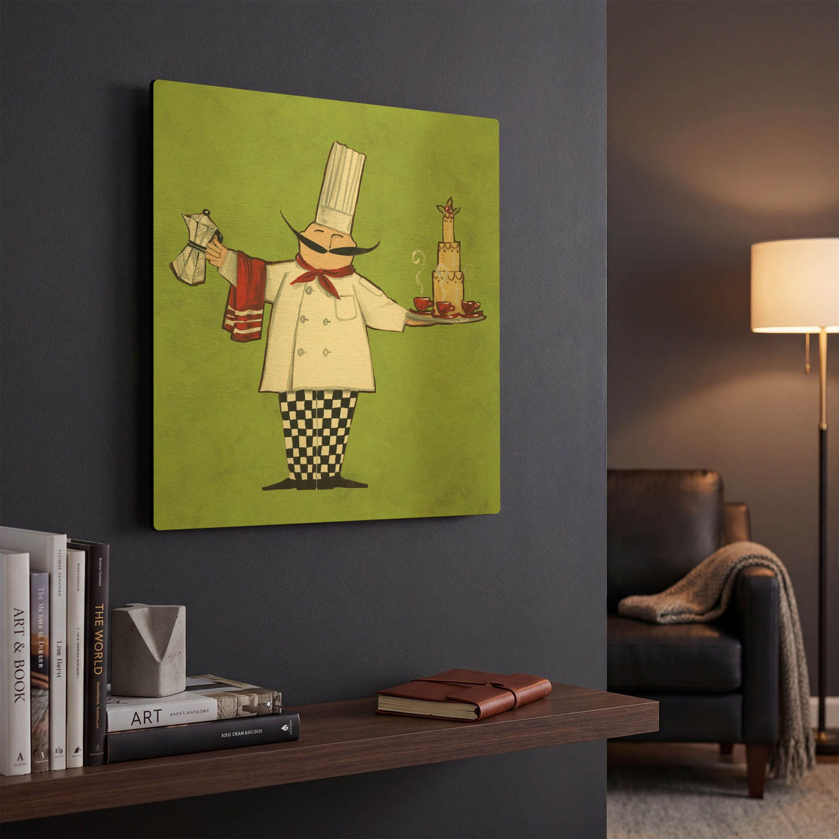 'Cafe Chef in Color' By Anne Tavoletti Gold Metal Wall Art