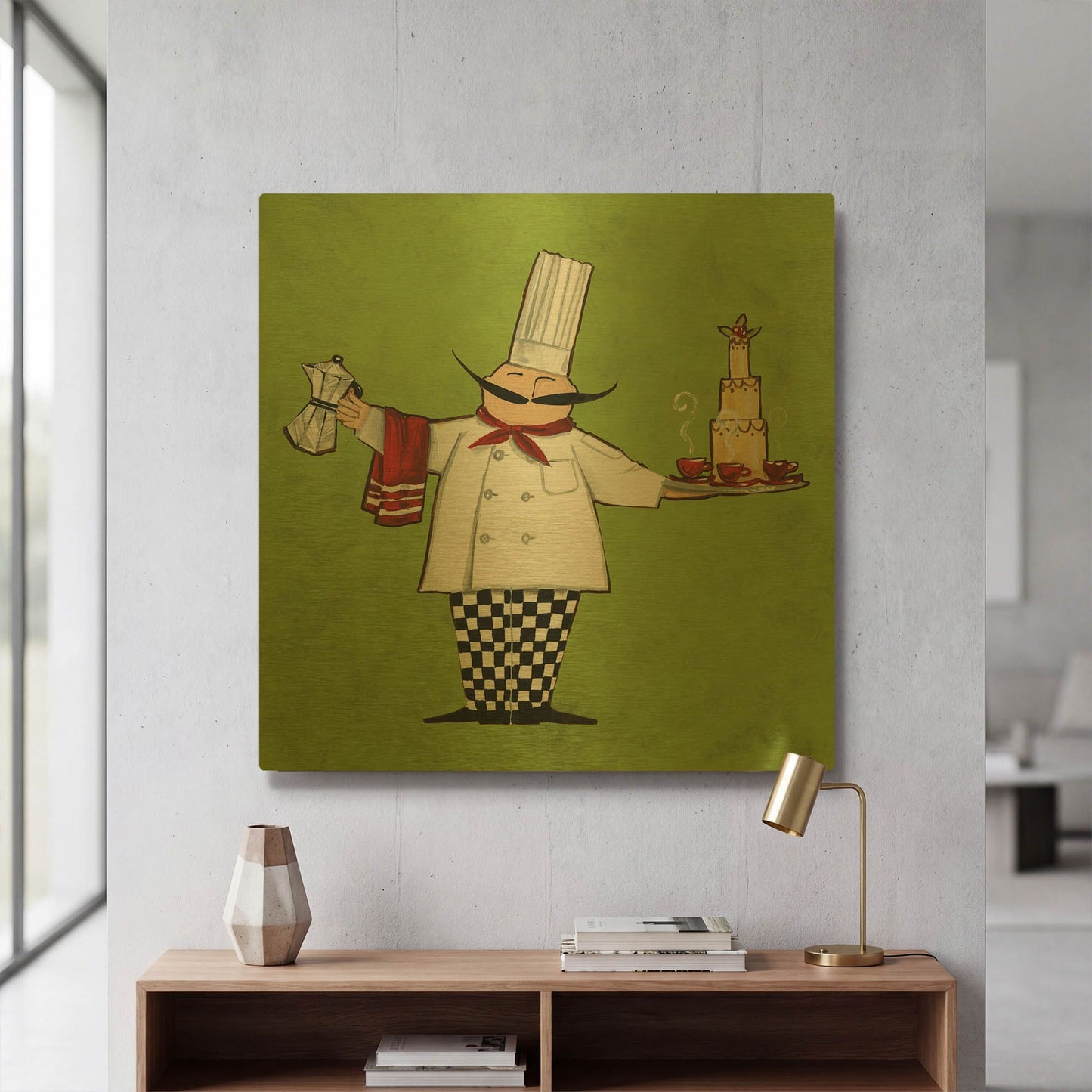 'Cafe Chef in Color' By Anne Tavoletti Gold Metal Wall Art