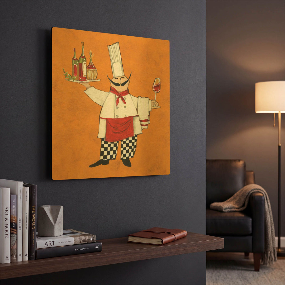 'Vino Chef in Color' By Anne Tavoletti Gold Metal Wall Art