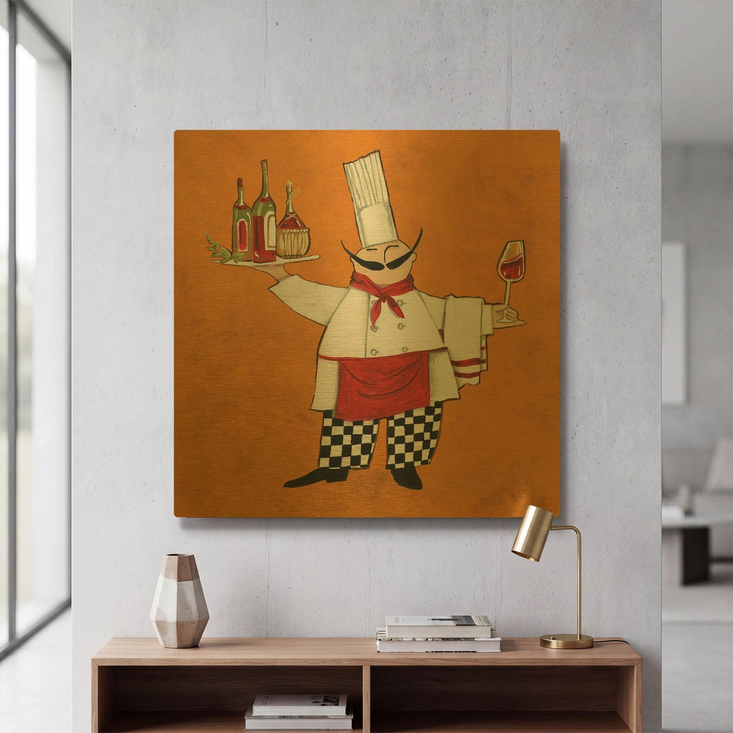 'Vino Chef in Color' By Anne Tavoletti Gold Metal Wall Art