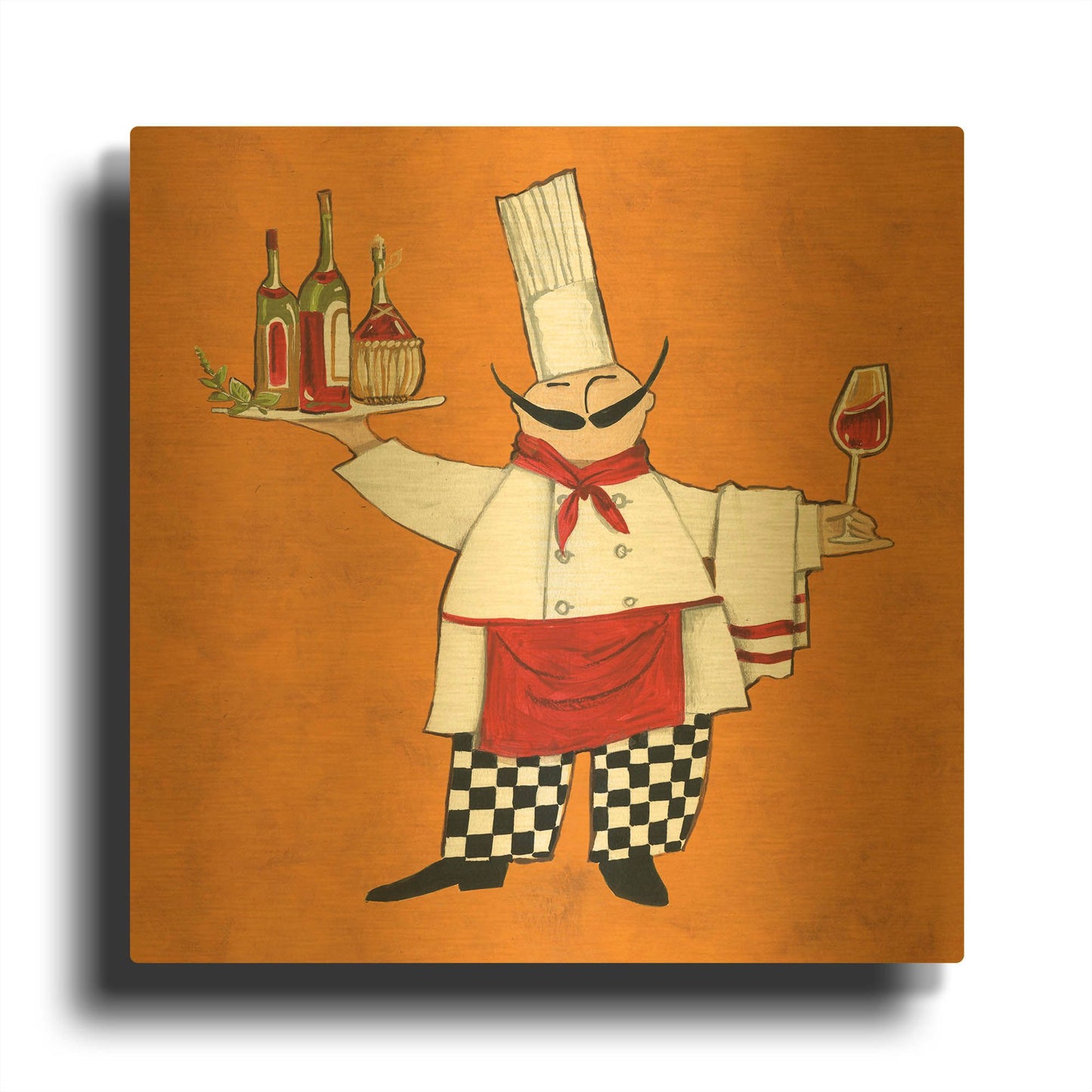 'Vino Chef in Color' By Anne Tavoletti Gold Metal Wall Art