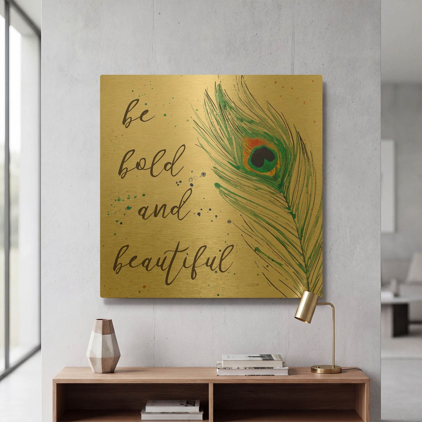 'Peacock Garden VIII' By Anne Tavoletti Gold Metal Wall Art