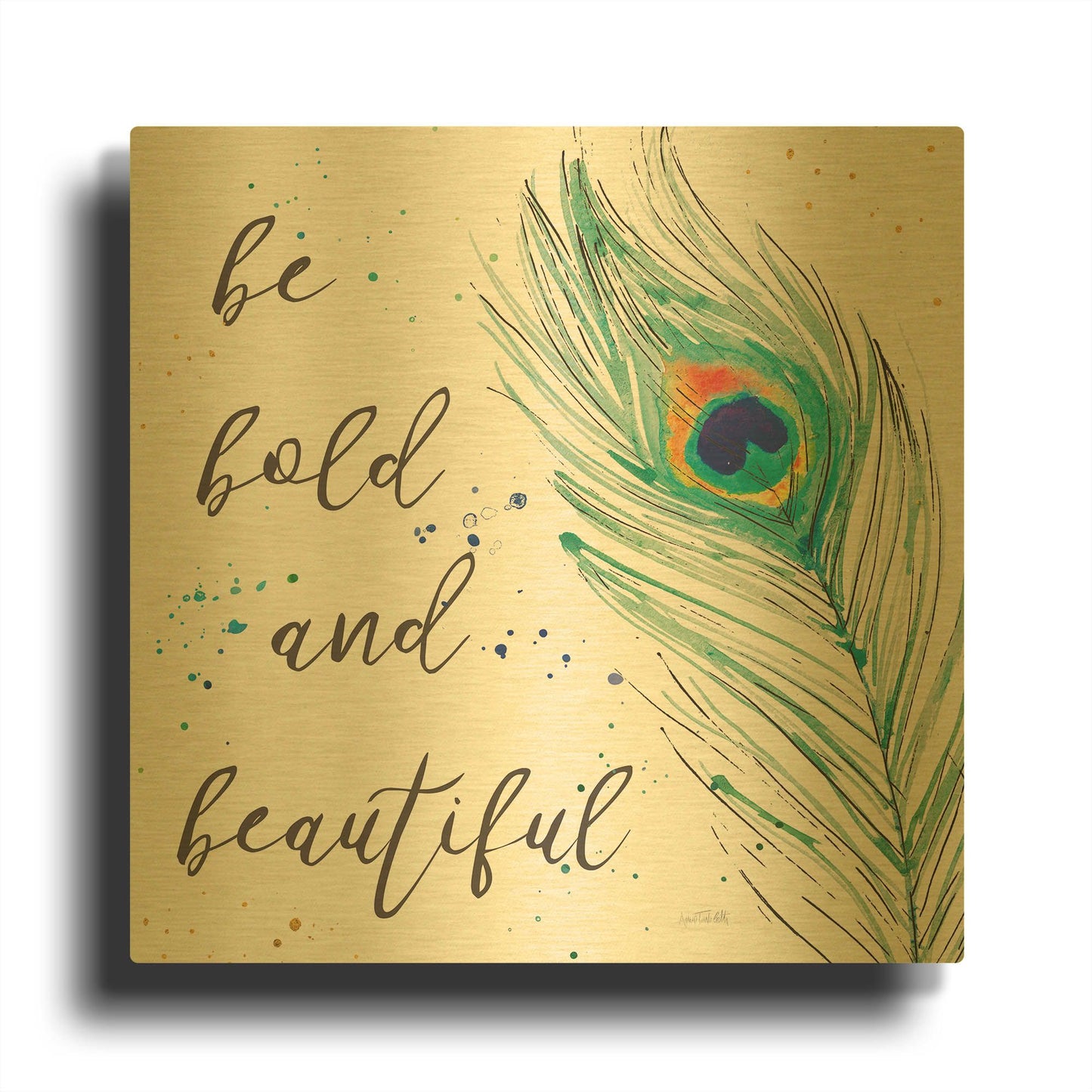 'Peacock Garden VIII' By Anne Tavoletti Gold Metal Wall Art
