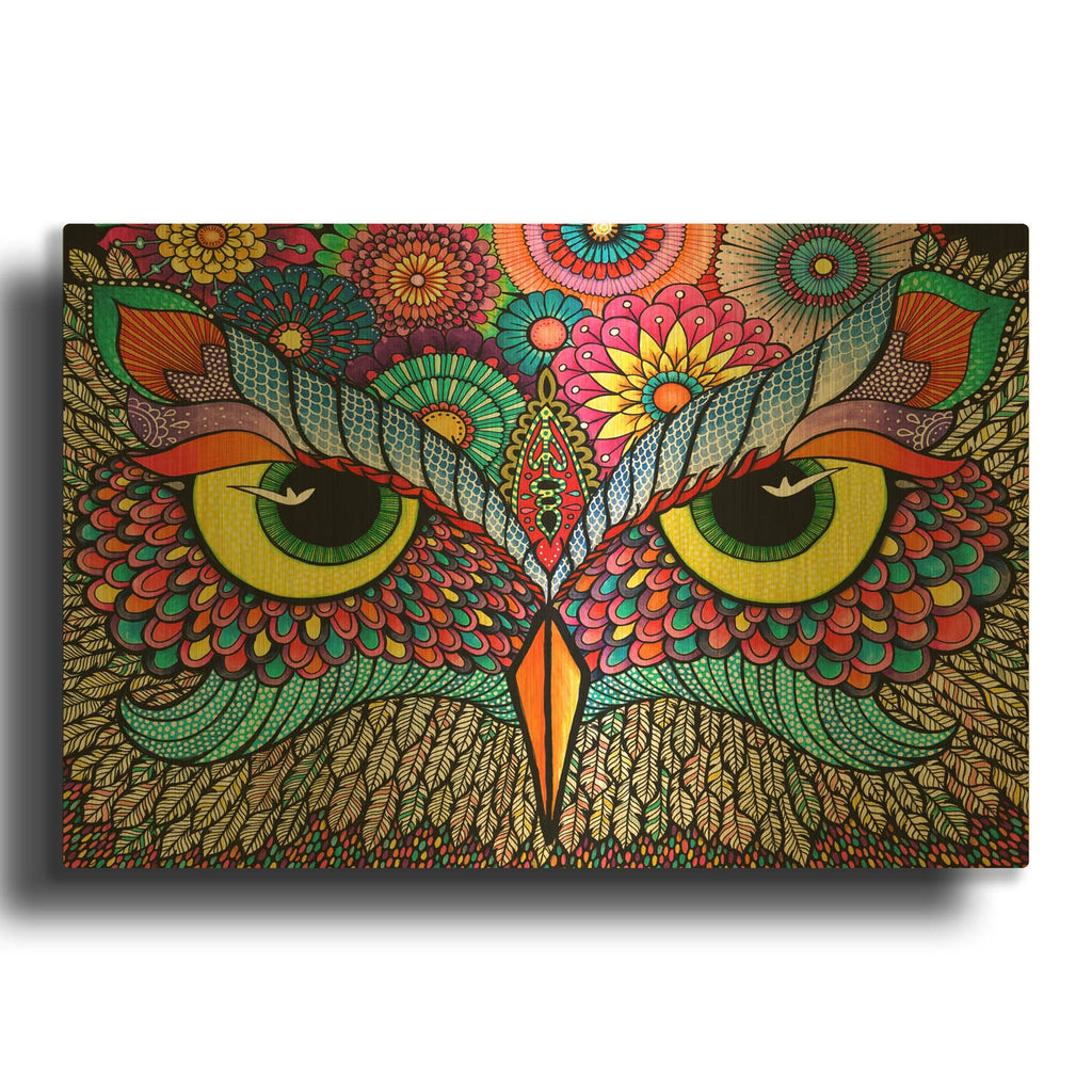 'Owl Face' By Hello Angel Gold Metal Wall Art