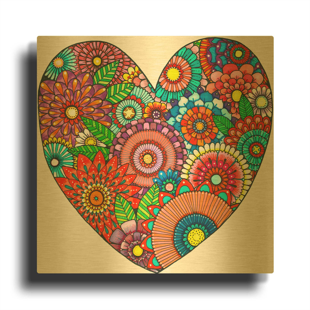 'Floral Heart' By Hello Angel Gold Metal Wall Art