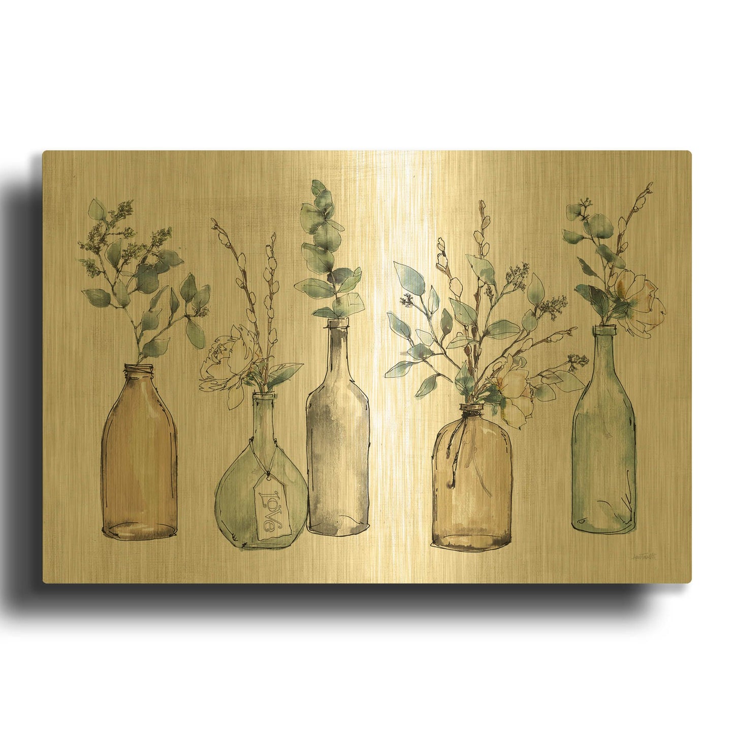 'Modern Farmhouse I with Love' By Anne Tavoletti Gold Metal Wall Art