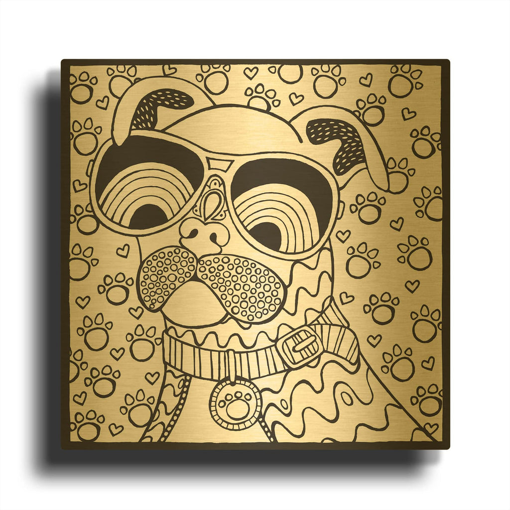'Cool Pooch' By Hello Angel Gold Metal Wall Art