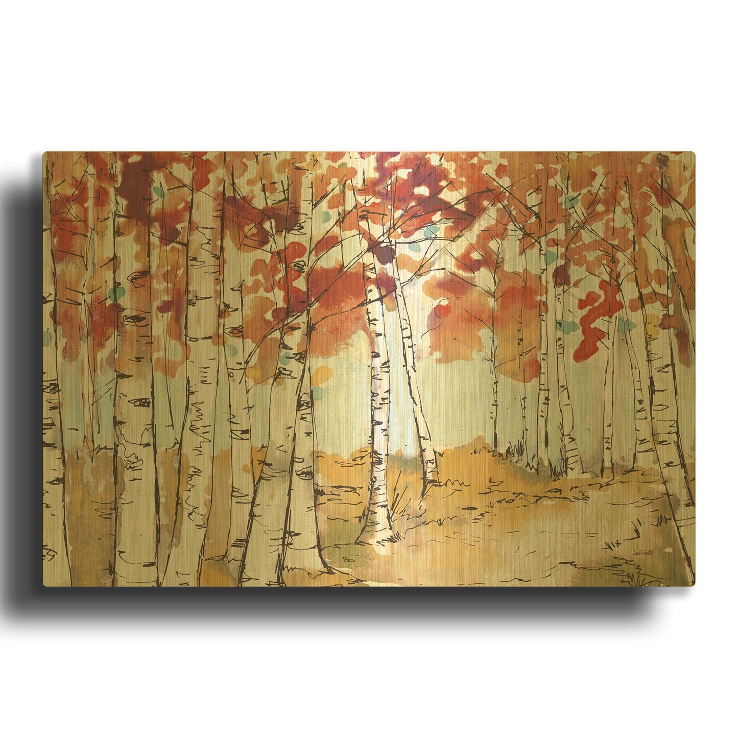 'Festive Foliage X' By Anne Tavoletti Gold Metal Wall Art