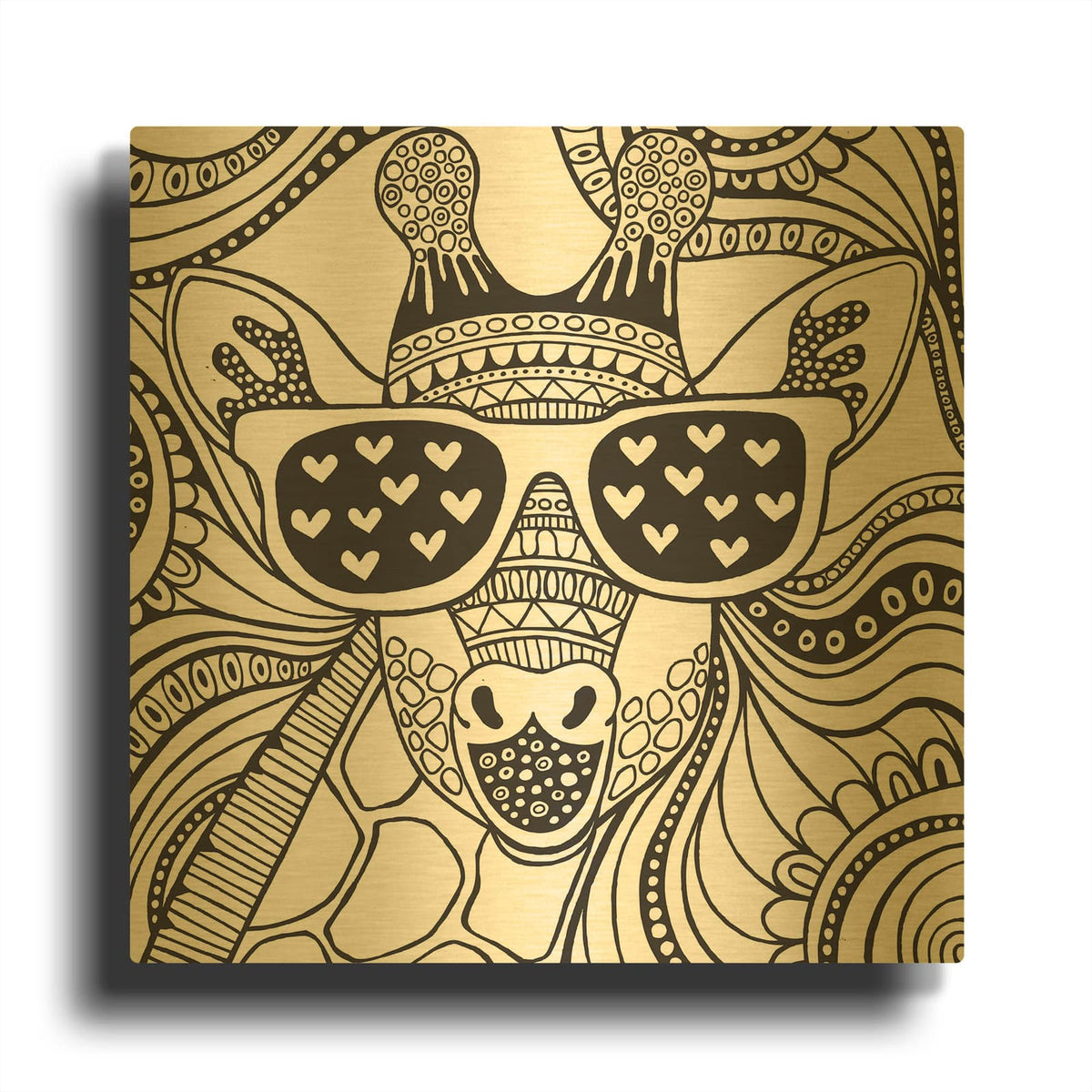 'Cool Giraffe' By Hello Angel Gold Metal Wall Art