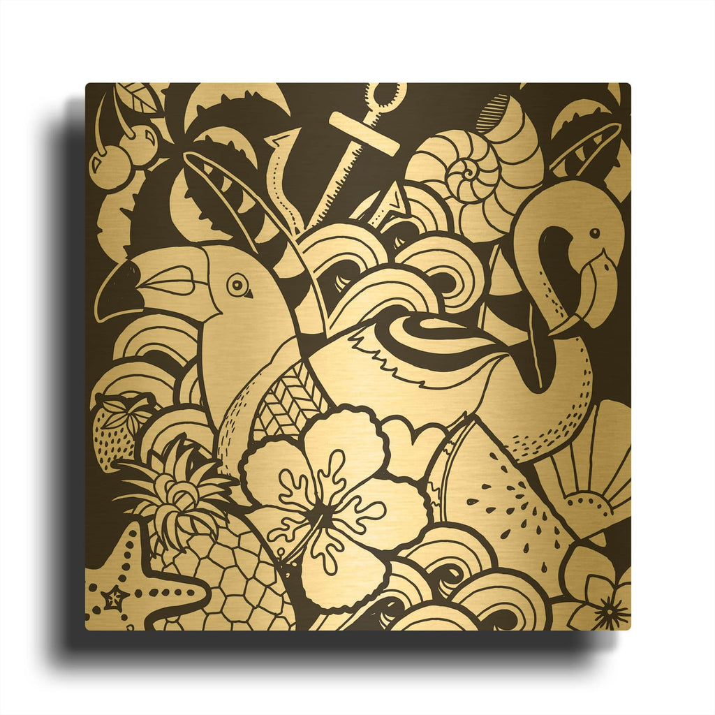 'Island Fun' By Hello Angel Gold Metal Wall Art