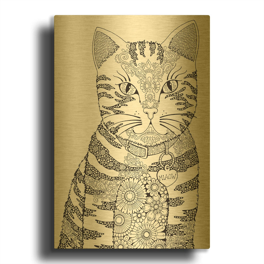 'Miaow' By Hello Angel Gold Metal Wall Art