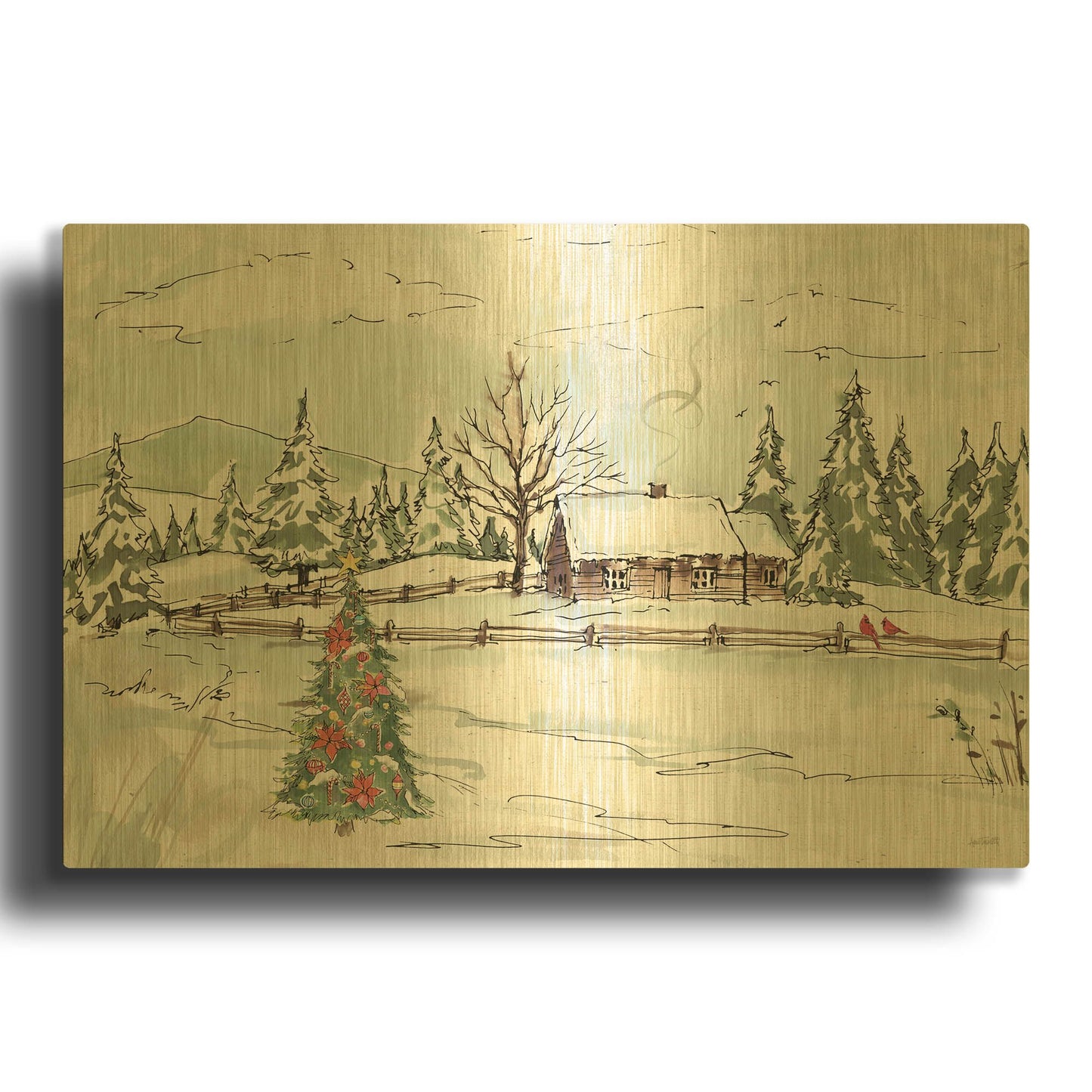 'Seasonal Charm X' By Anne Tavoletti Gold Metal Wall Art