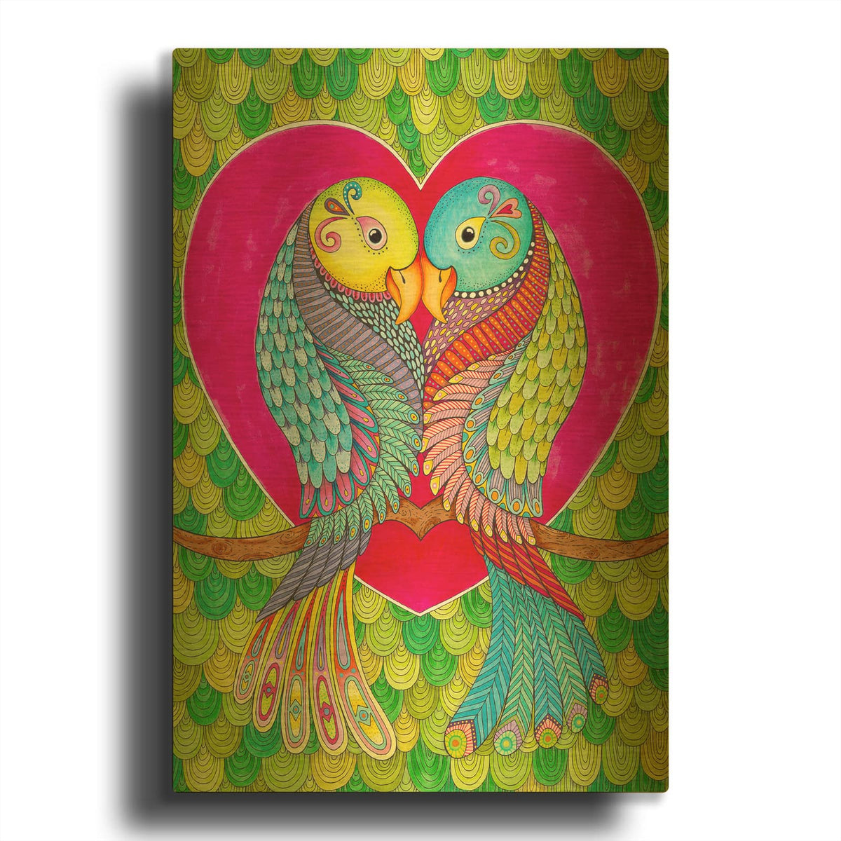 'Lovebirds In Colour' By Hello Angel Gold Metal Wall Art