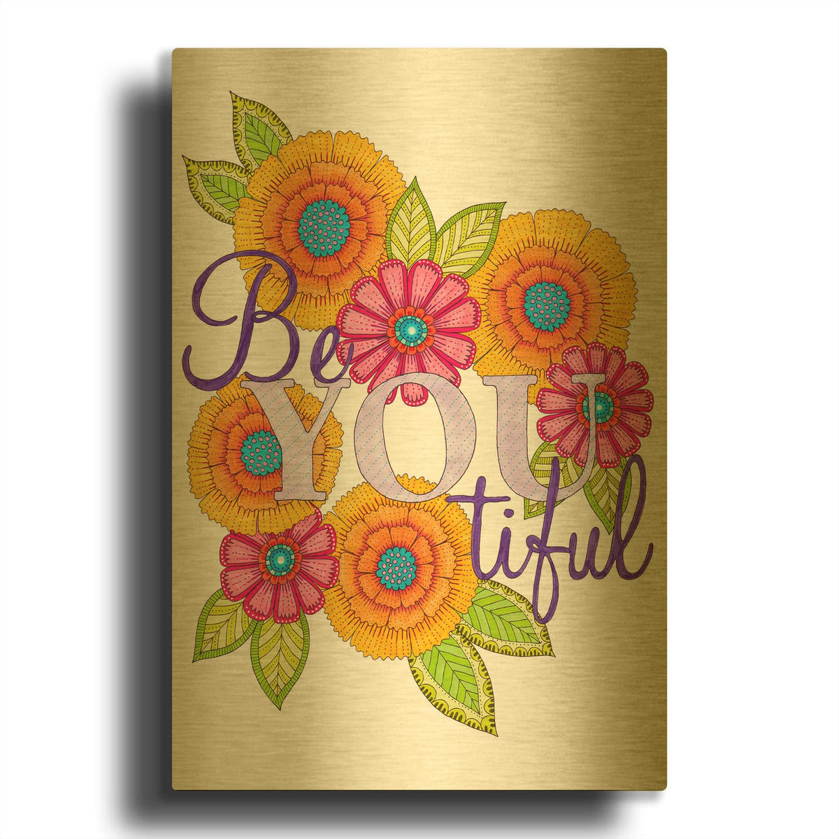 'Letters & Words 9' By Hello Angel Gold Metal Wall Art