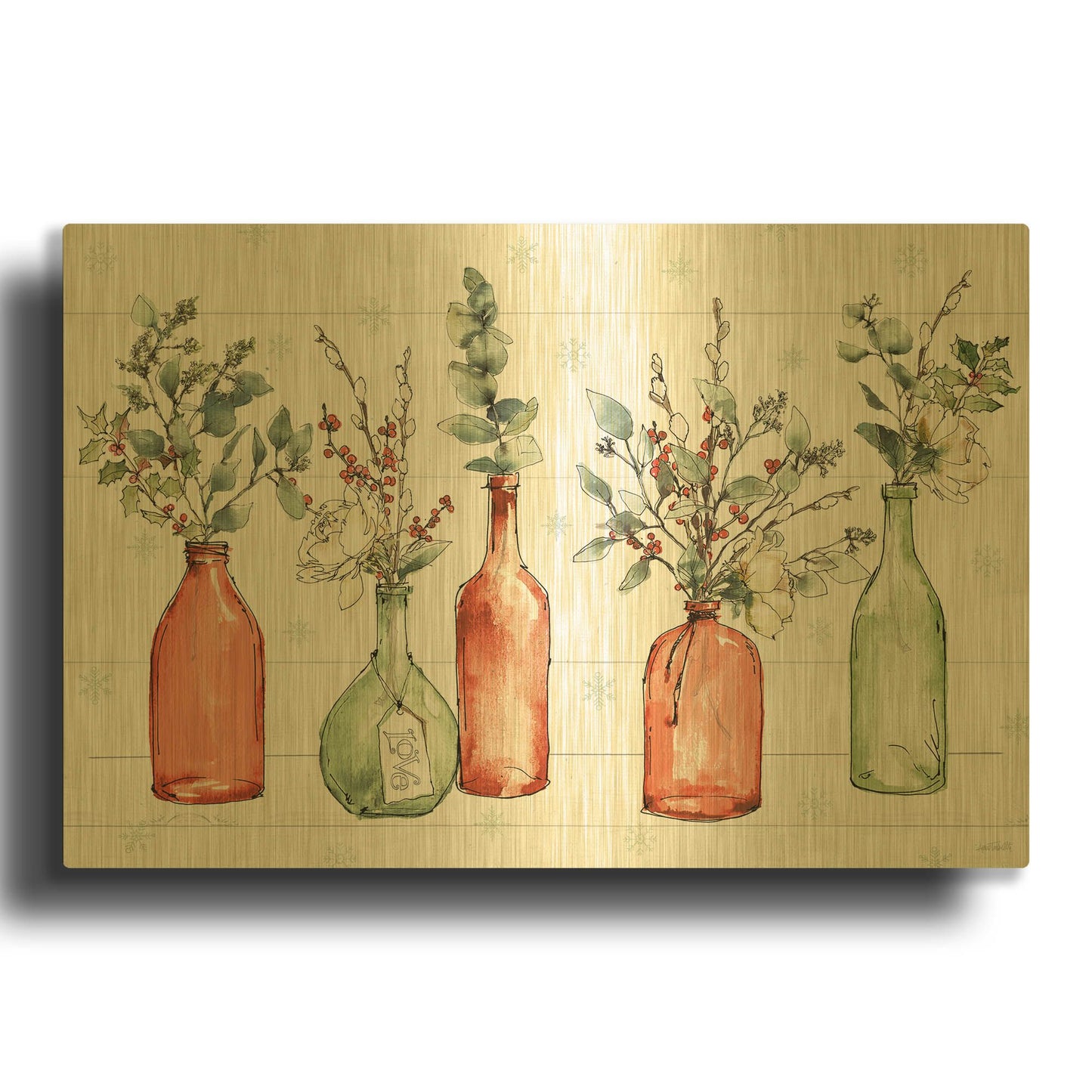 'Modern Farmhouse I Christmas' By Anne Tavoletti Gold Metal Wall Art