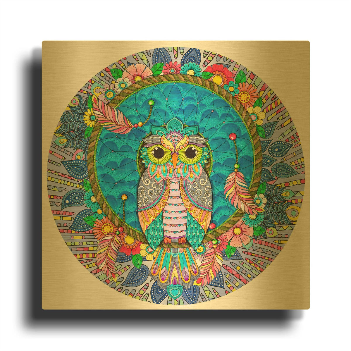 'Night Owls 21' By Hello Angel Gold Metal Wall Art