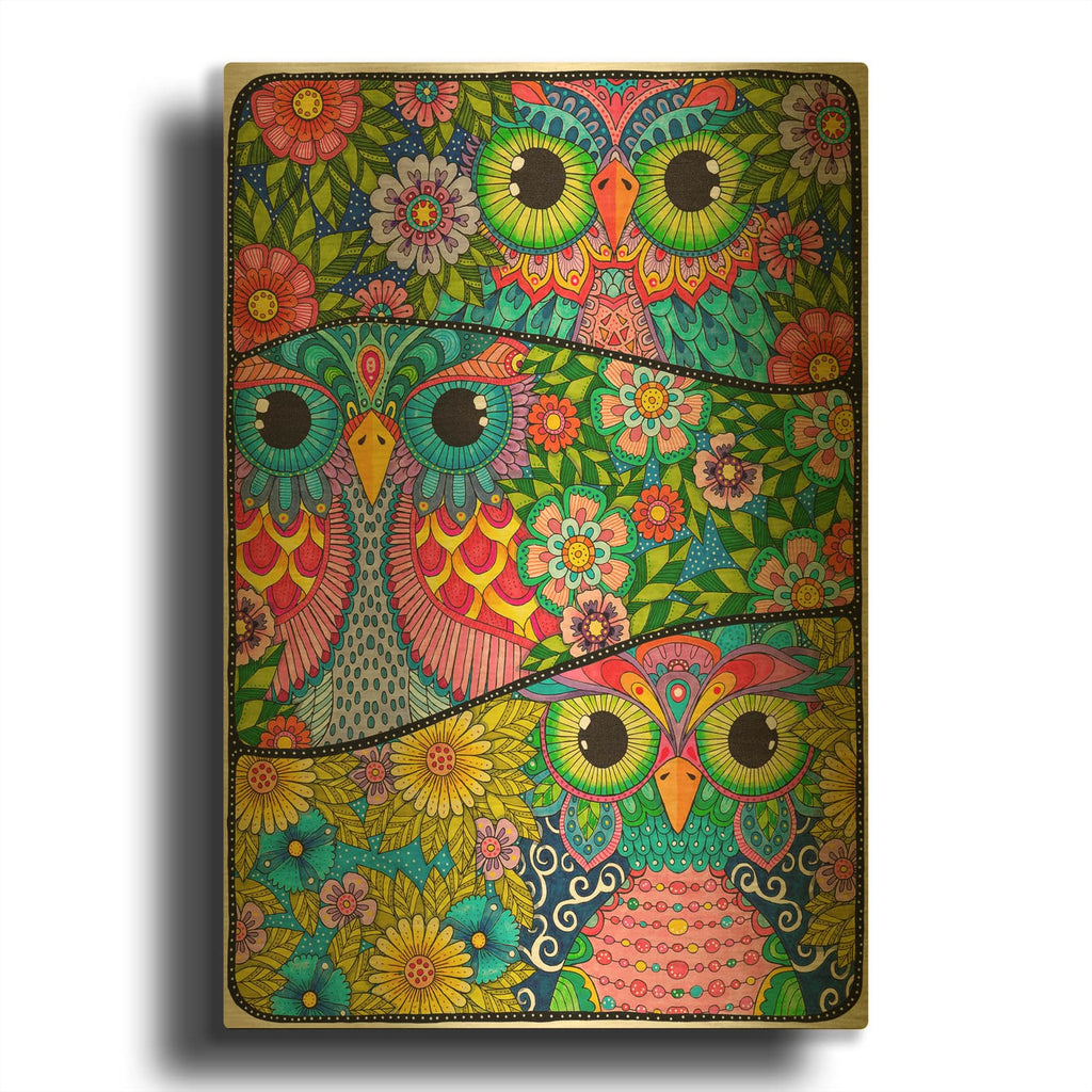 'Night Owls 29' By Hello Angel Gold Metal Wall Art
