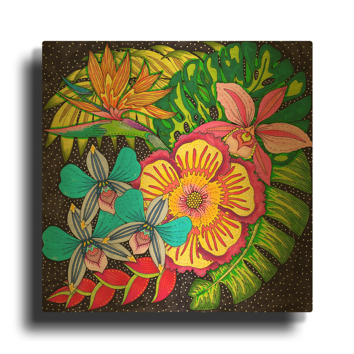 'Tropical Paradise 13' By Hello Angel Gold Metal Wall Art