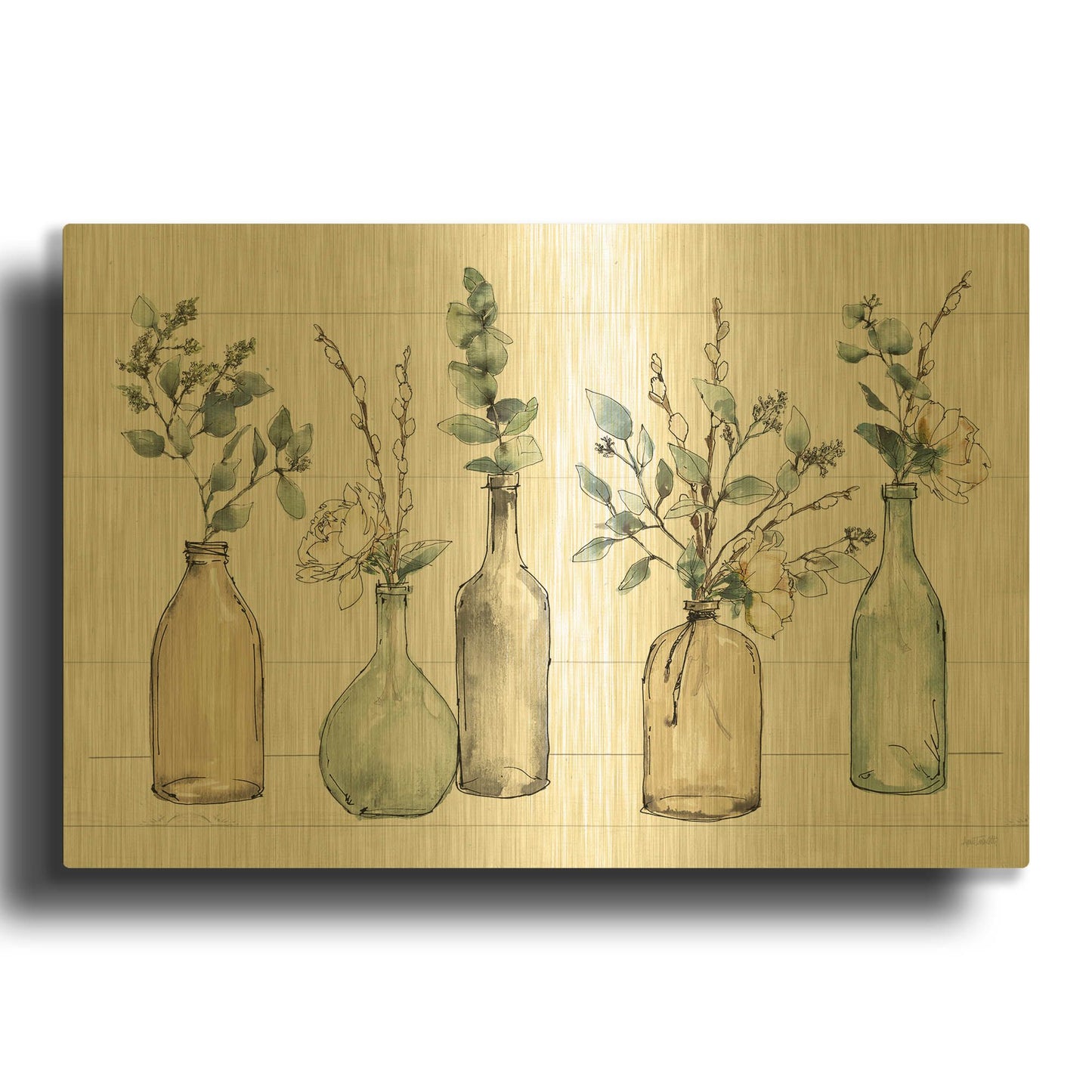 'Modern Farmhouse I' By Anne Tavoletti Gold Metal Wall Art