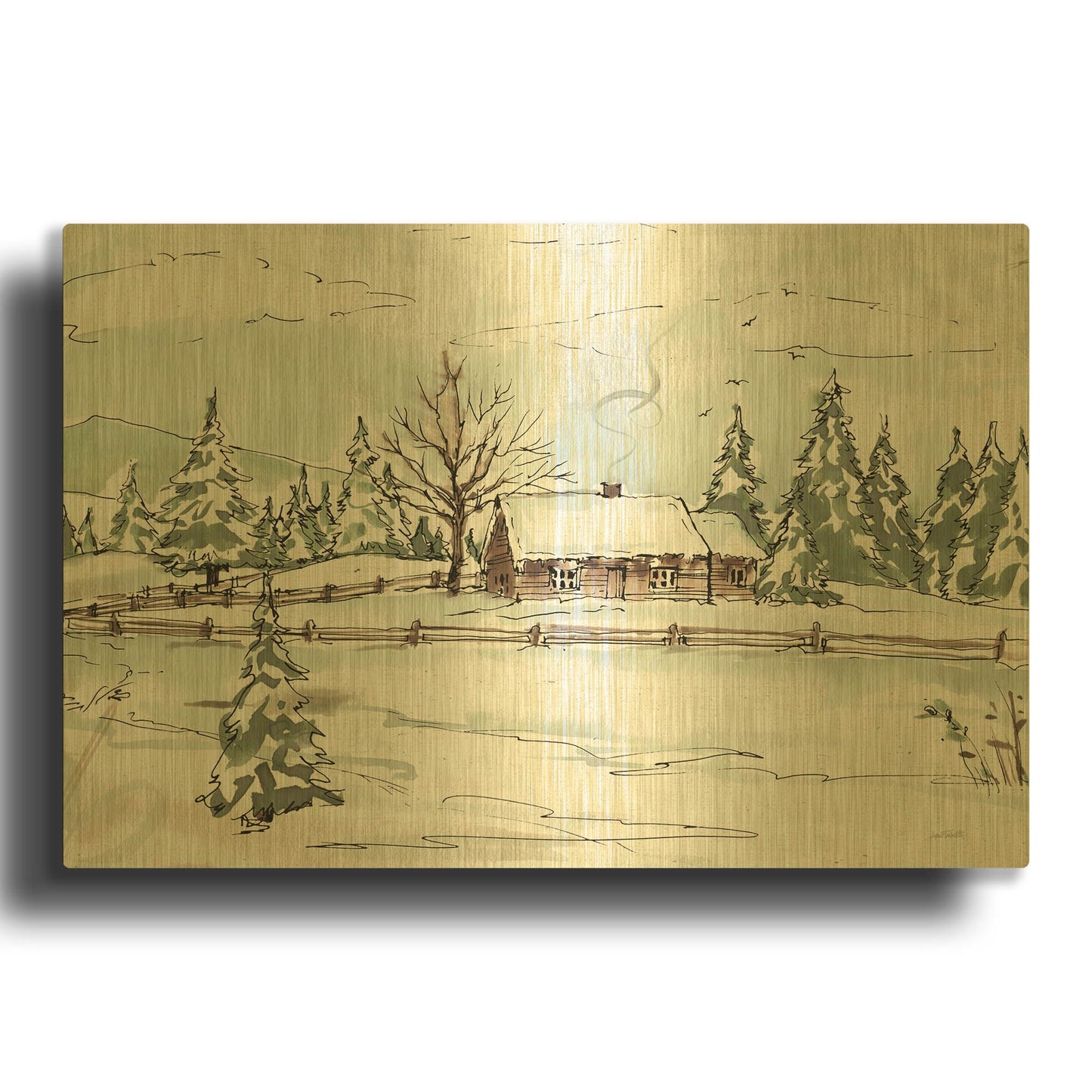 'WInter Wonderland X' By Anne Tavoletti Gold Metal Wall Art