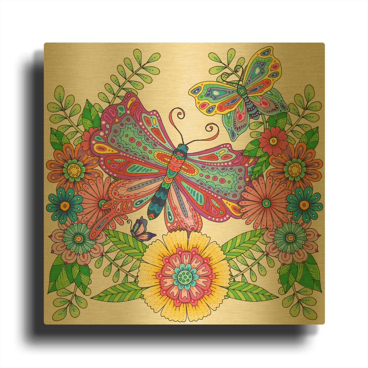 'Winged Things 10' By Hello Angel Gold Metal Wall Art