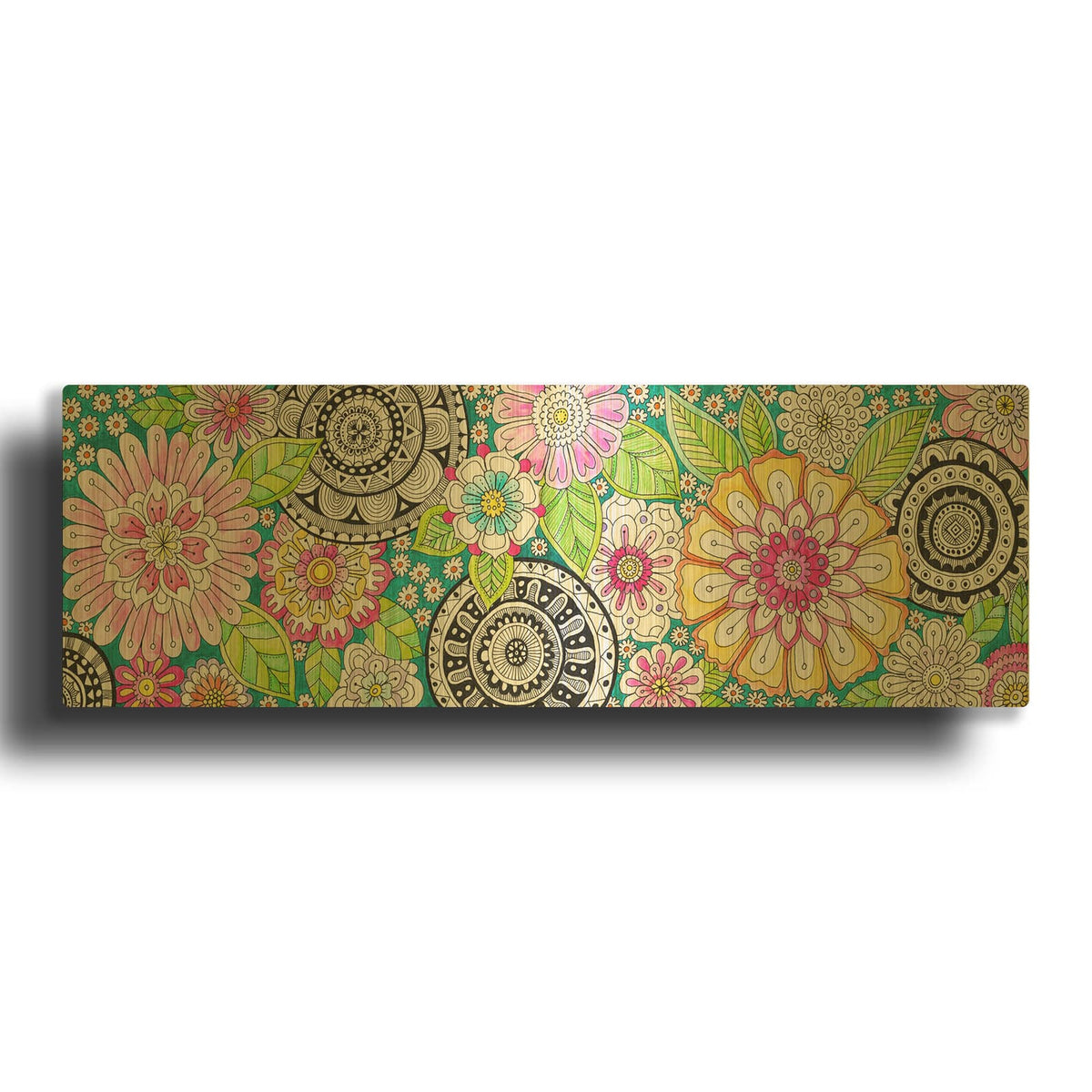 'Mandalas And Pastel Florals' By Hello Angel Gold Metal Wall Art