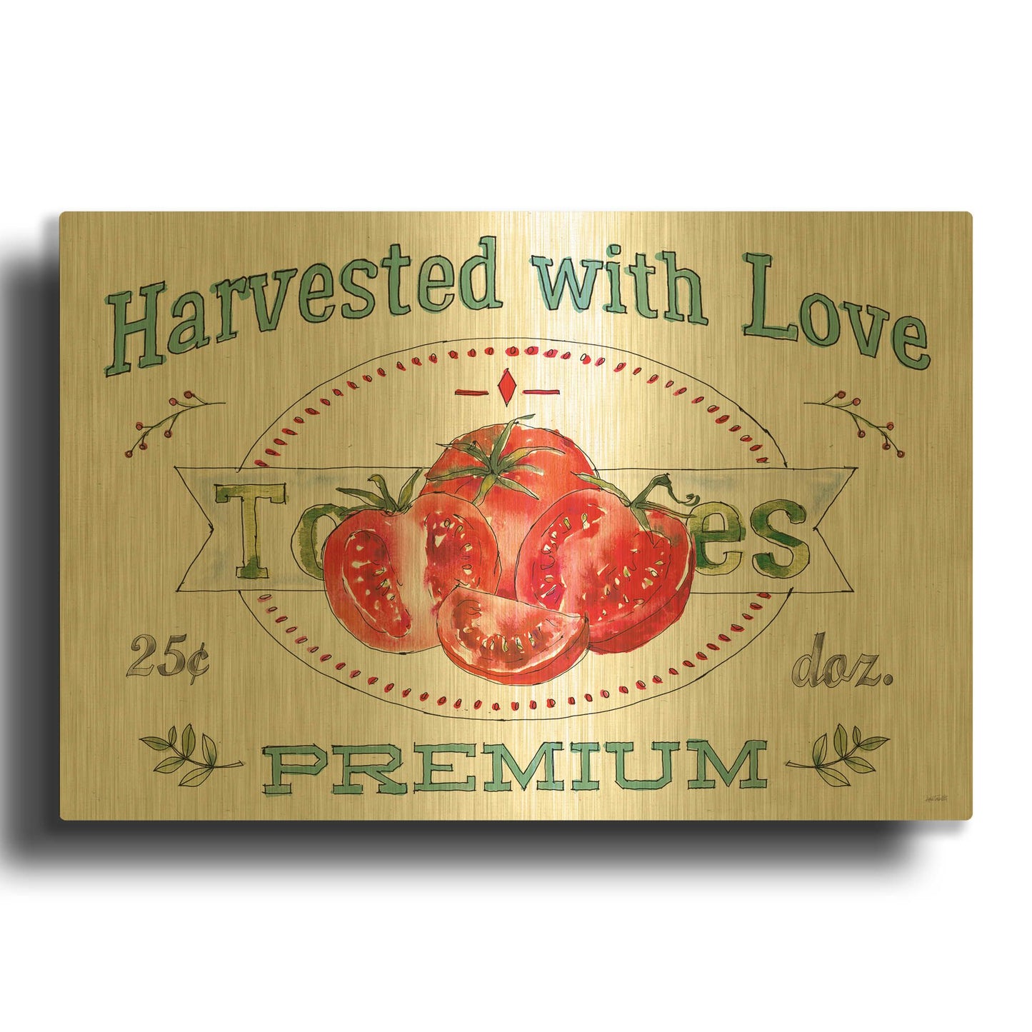 'Veggie Market I' By Anne Tavoletti Gold Metal Wall Art