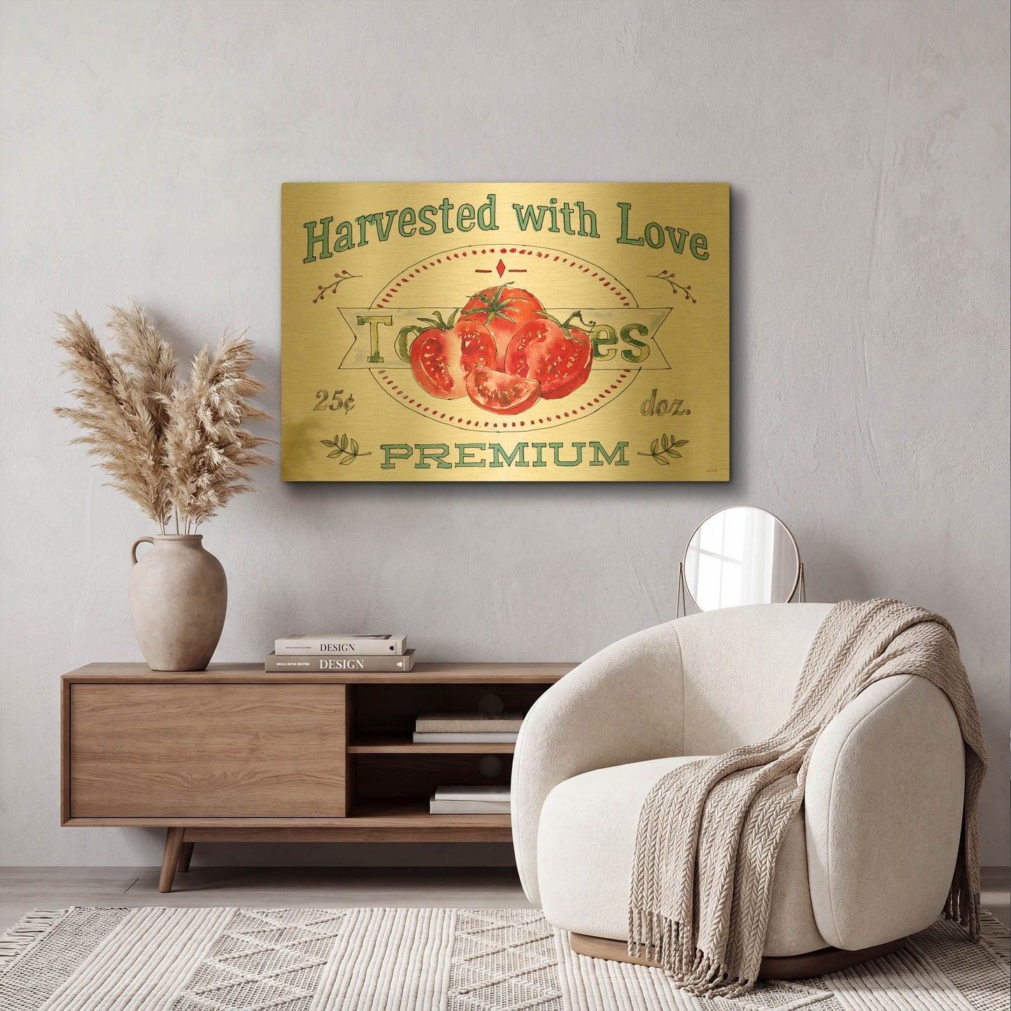 'Veggie Market I' By Anne Tavoletti Gold Metal Wall Art