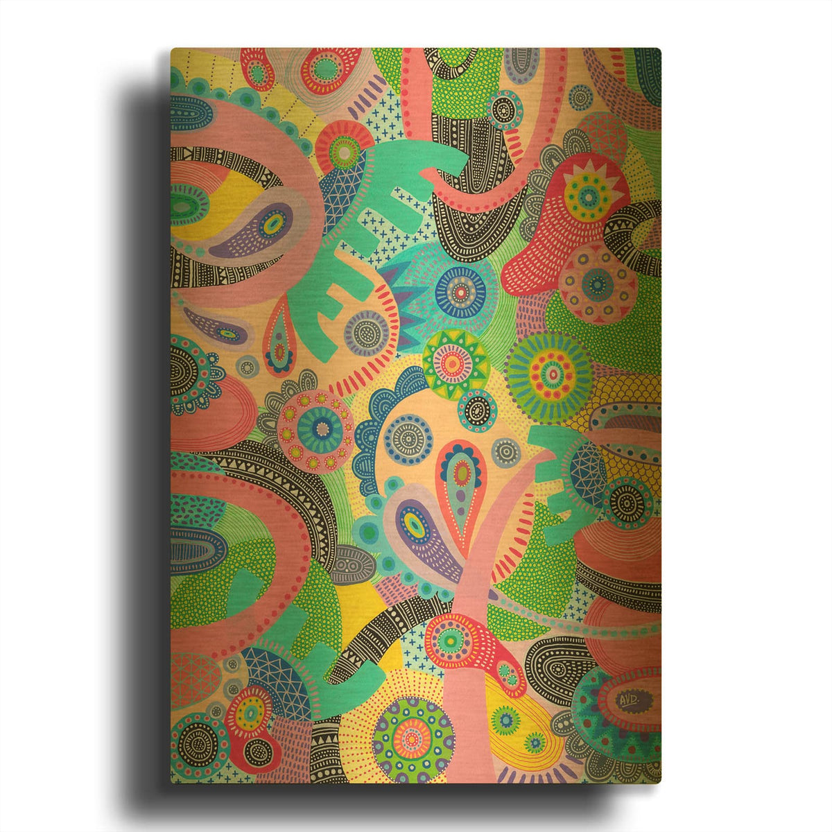 'Elephant Flowers' By Hello Angel Gold Metal Wall Art
