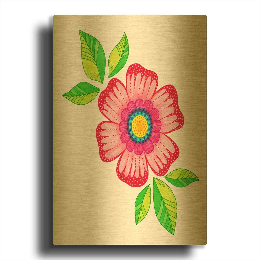 'Marker Flower' By Hello Angel Gold Metal Wall Art