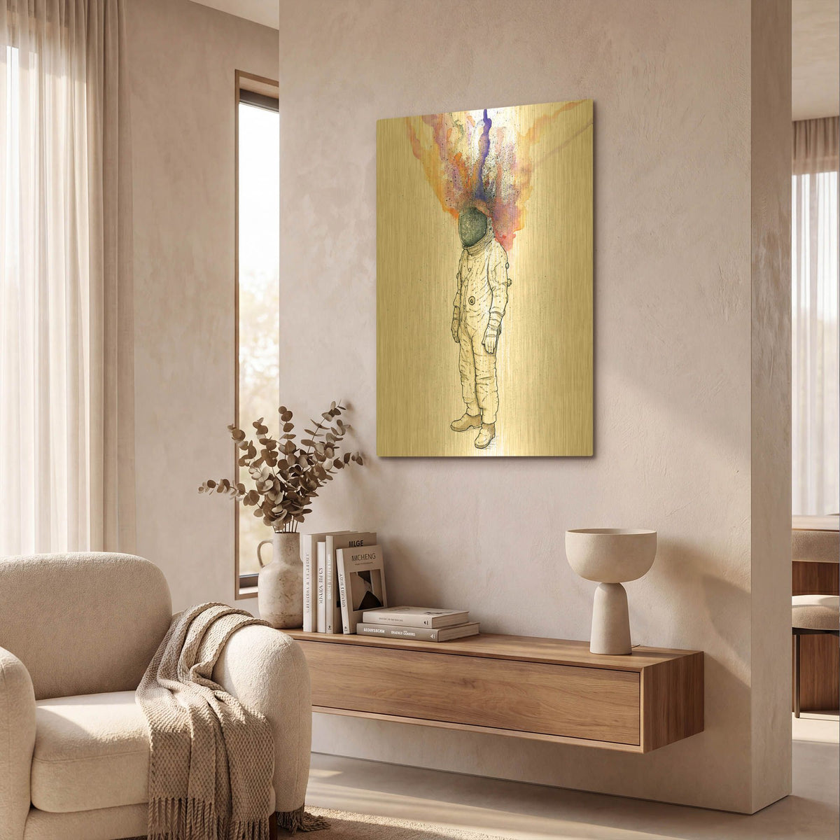 'Astronaut Fire' By Craig Snodgrass Gold Metal Wall Art