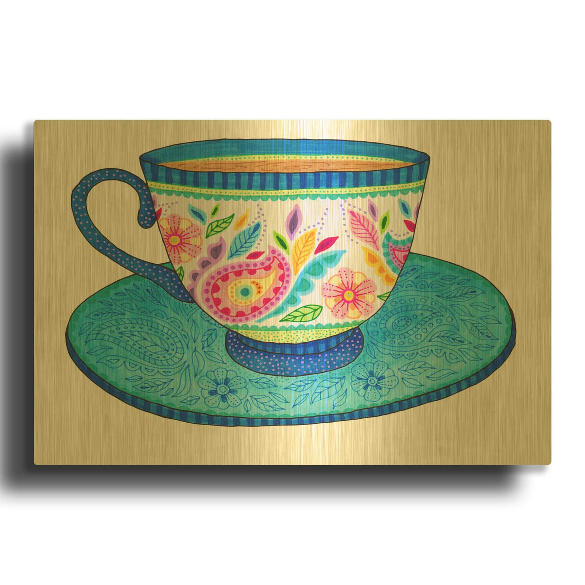 'Marker Only Teacup' By Hello Angel Gold Metal Wall Art