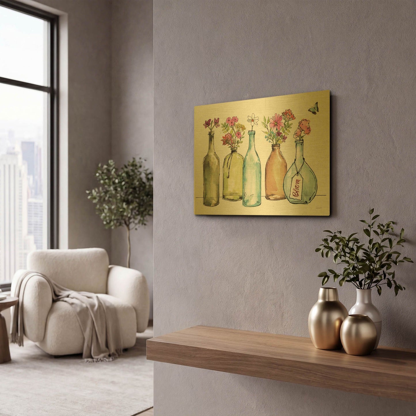 'Simply Petals IV' By Anne Tavoletti Gold Metal Wall Art