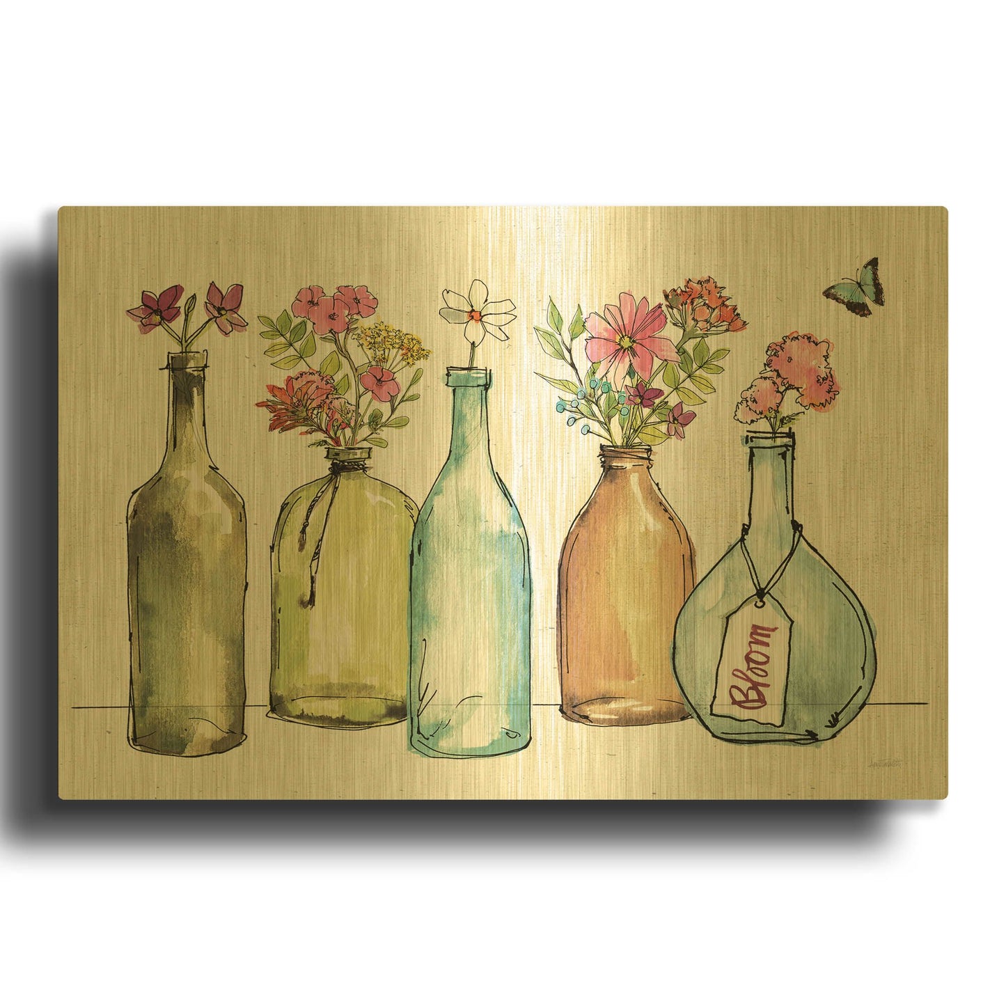 'Simply Petals IV' By Anne Tavoletti Gold Metal Wall Art