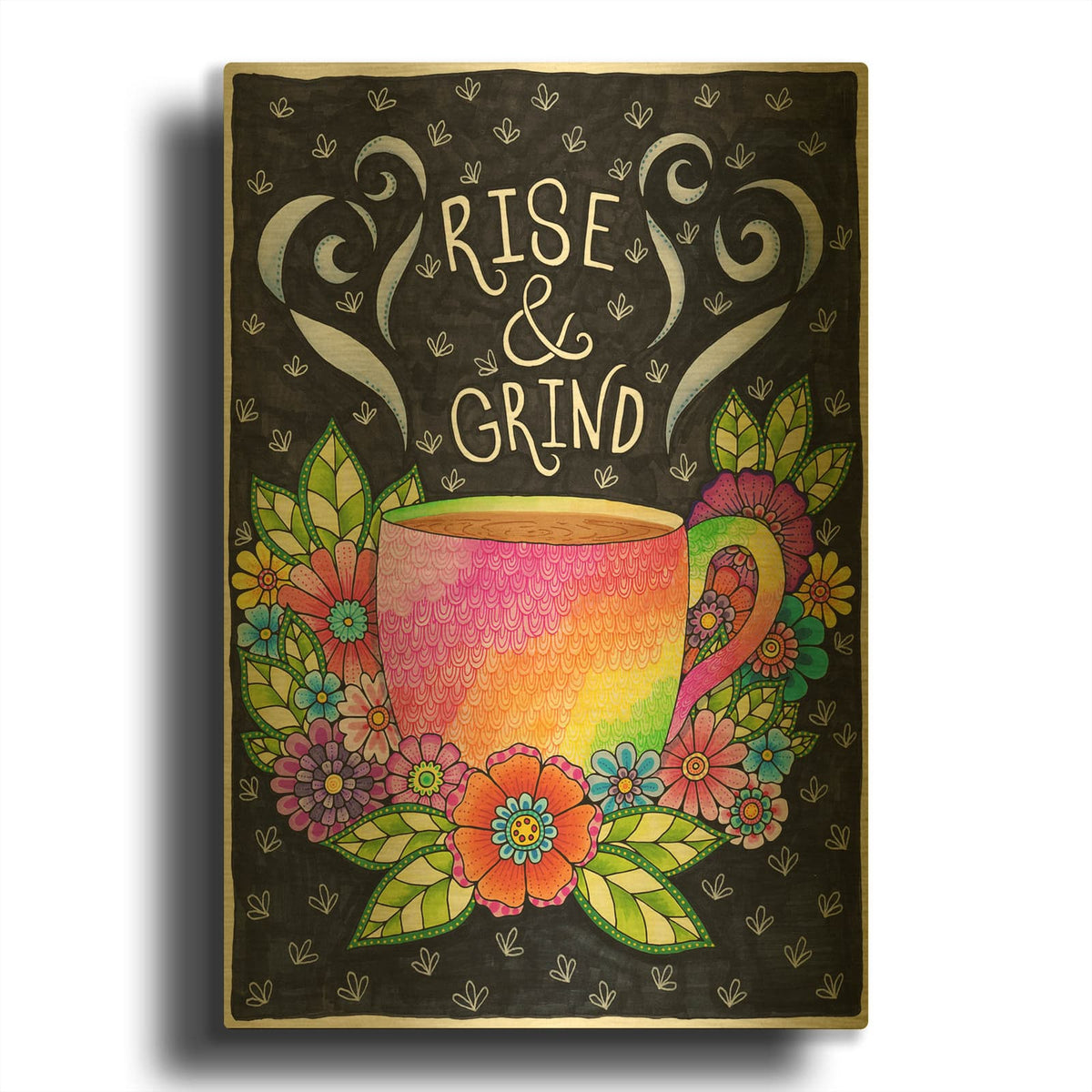 'Rise & Grind' By Hello Angel Gold Metal Wall Art
