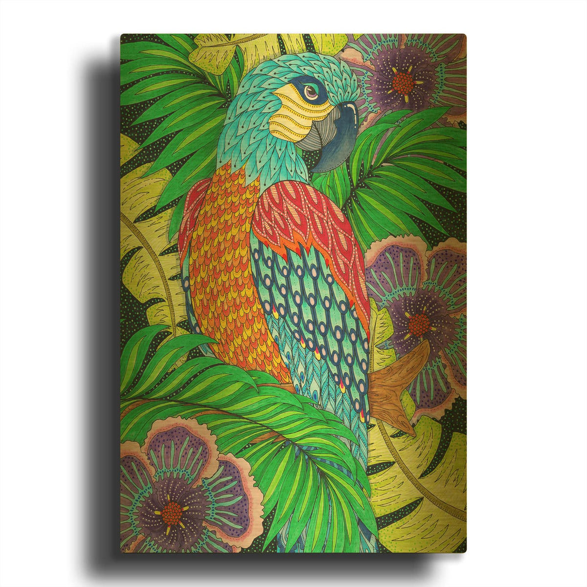 'Jungle Parrot' By Hello Angel Gold Metal Wall Art