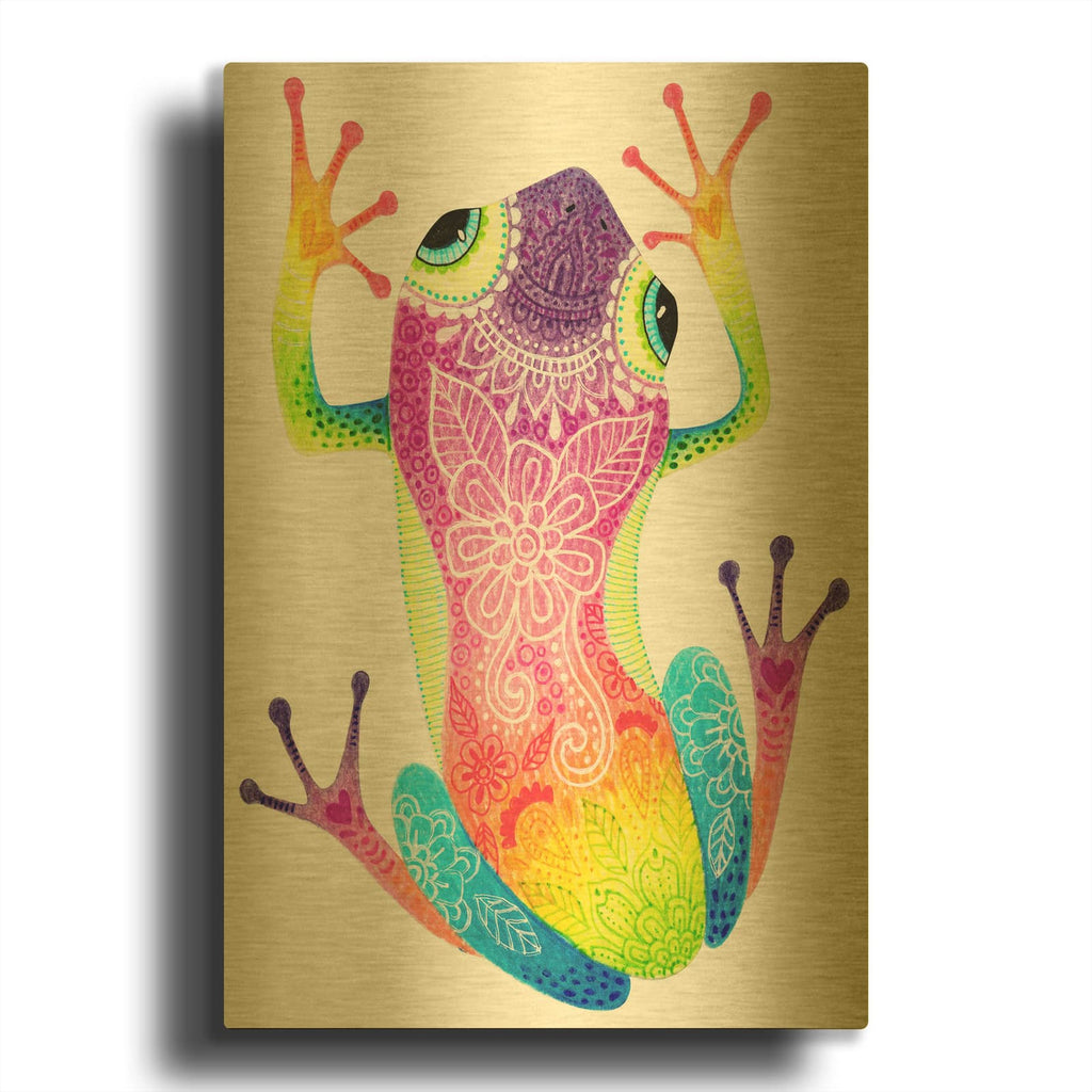 'Rainbow Frog' By Hello Angel Gold Metal Wall Art