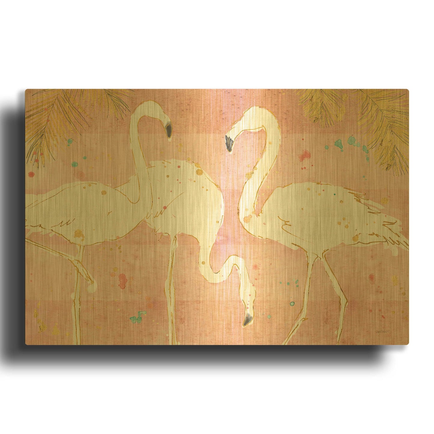 'Flamingo Fever IV' By Anne Tavoletti Gold Metal Wall Art