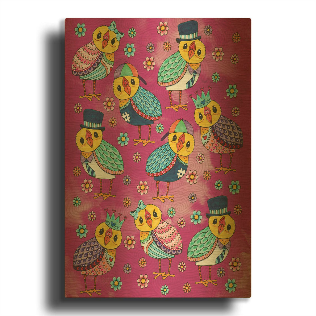 'Chickadees' By Hello Angel Gold Metal Wall Art