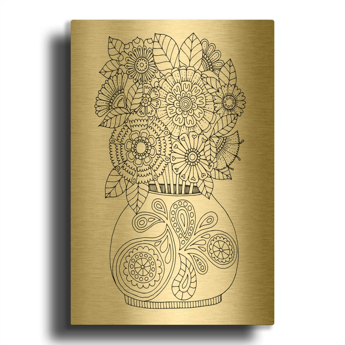 'Lets Draw Flowers-27' By Hello Angel Gold Metal Wall Art