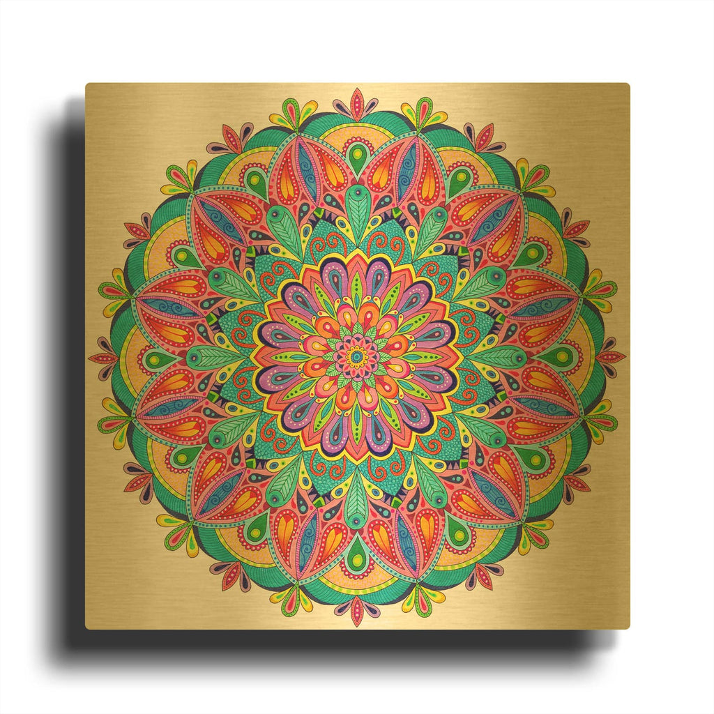 'Exotic Bloom Mandala' By Hello Angel Gold Metal Wall Art