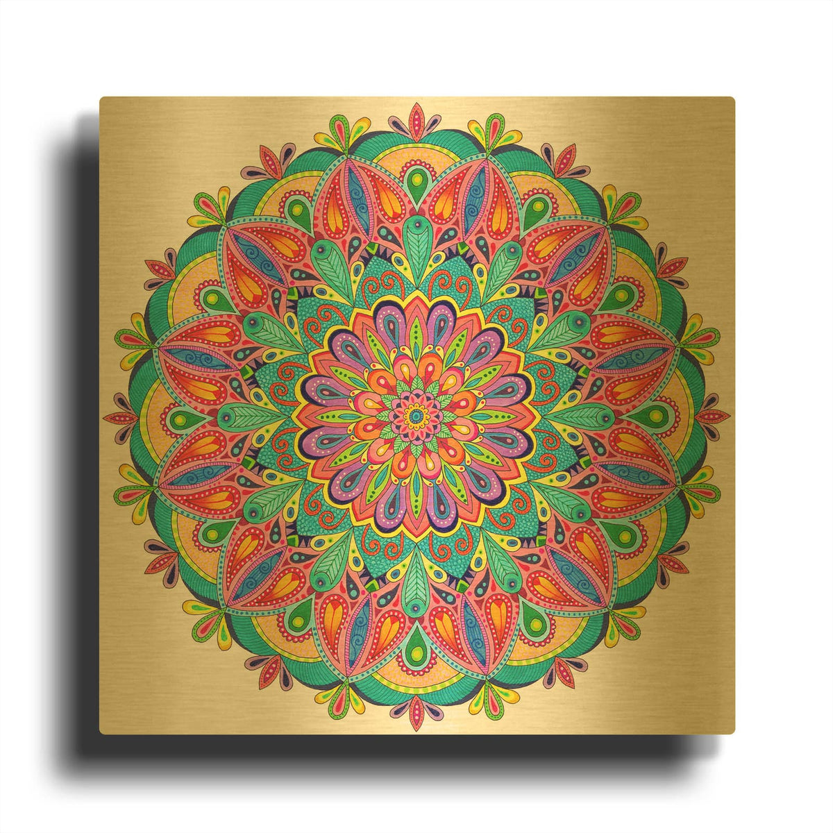 'Exotic Bloom Mandala' By Hello Angel Gold Metal Wall Art