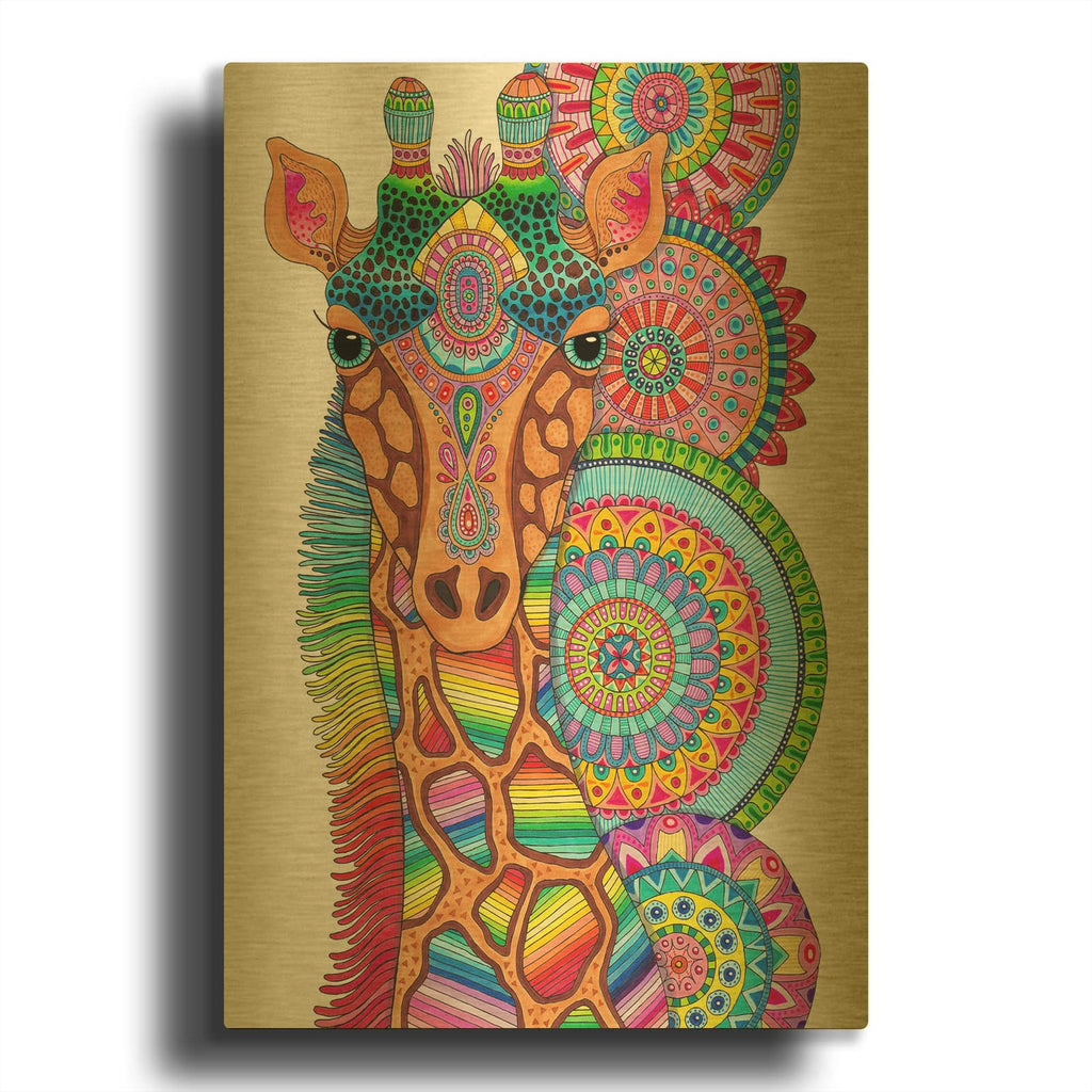 'Rainbow Giraffe' By Hello Angel Gold Metal Wall Art