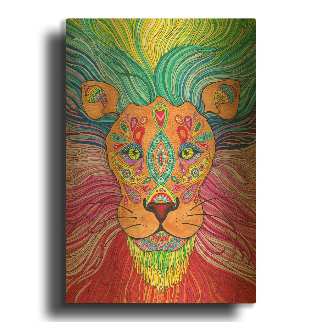 'Rainbow Lion Mane' By Hello Angel Gold Metal Wall Art