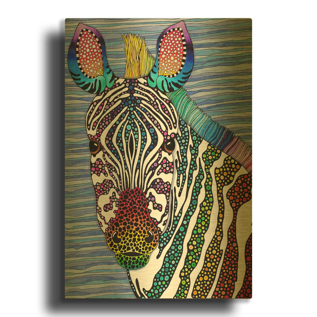'Rainbow Zebra' By Hello Angel Gold Metal Wall Art