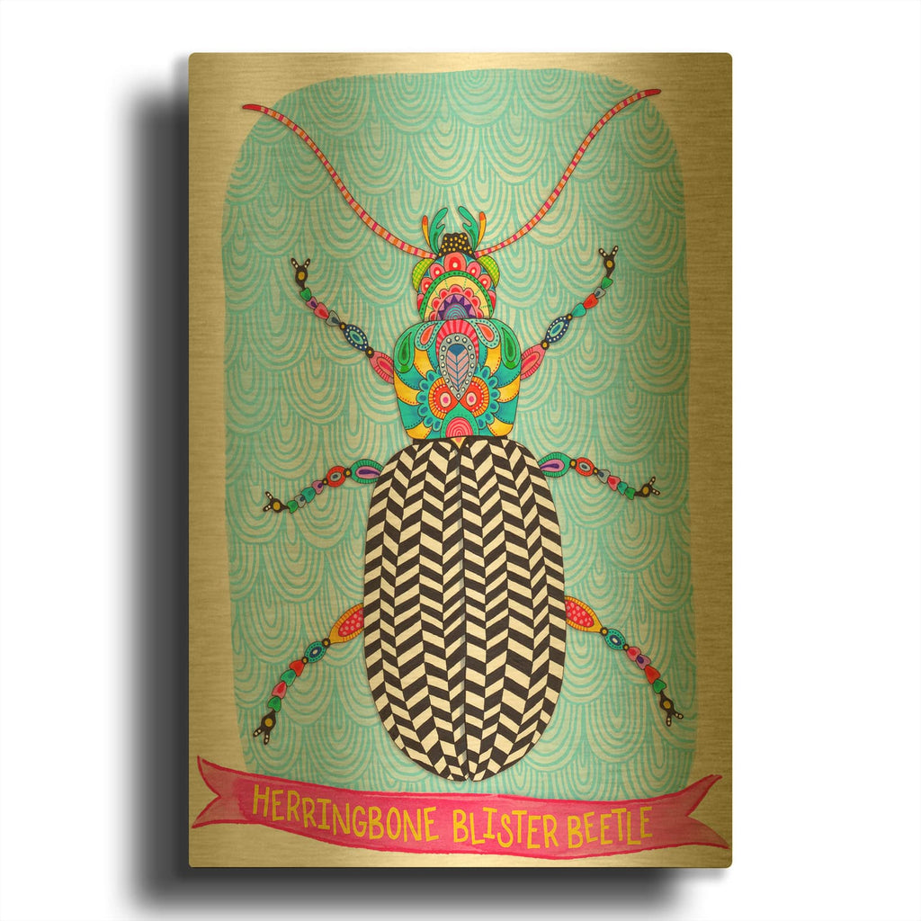 'Herringbone Blister Beetle Mounted' By Hello Angel Gold Metal Wall Art