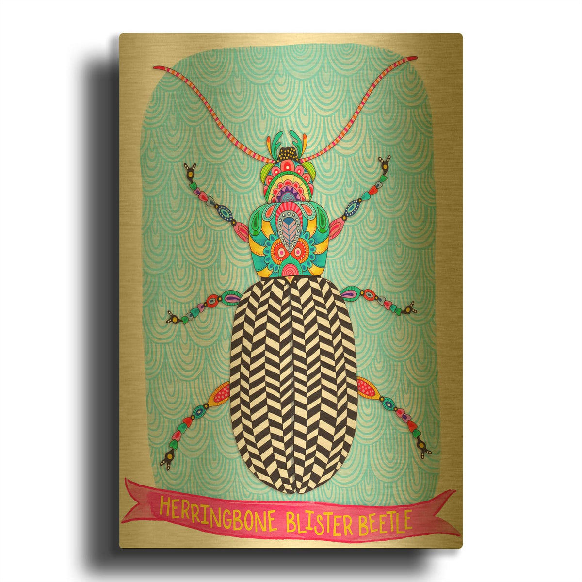 'Herringbone Blister Beetle Mounted' By Hello Angel Gold Metal Wall Art
