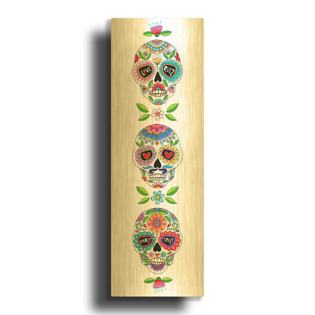 'Sugar Skull Tower' By Hello Angel Gold Metal Wall Art