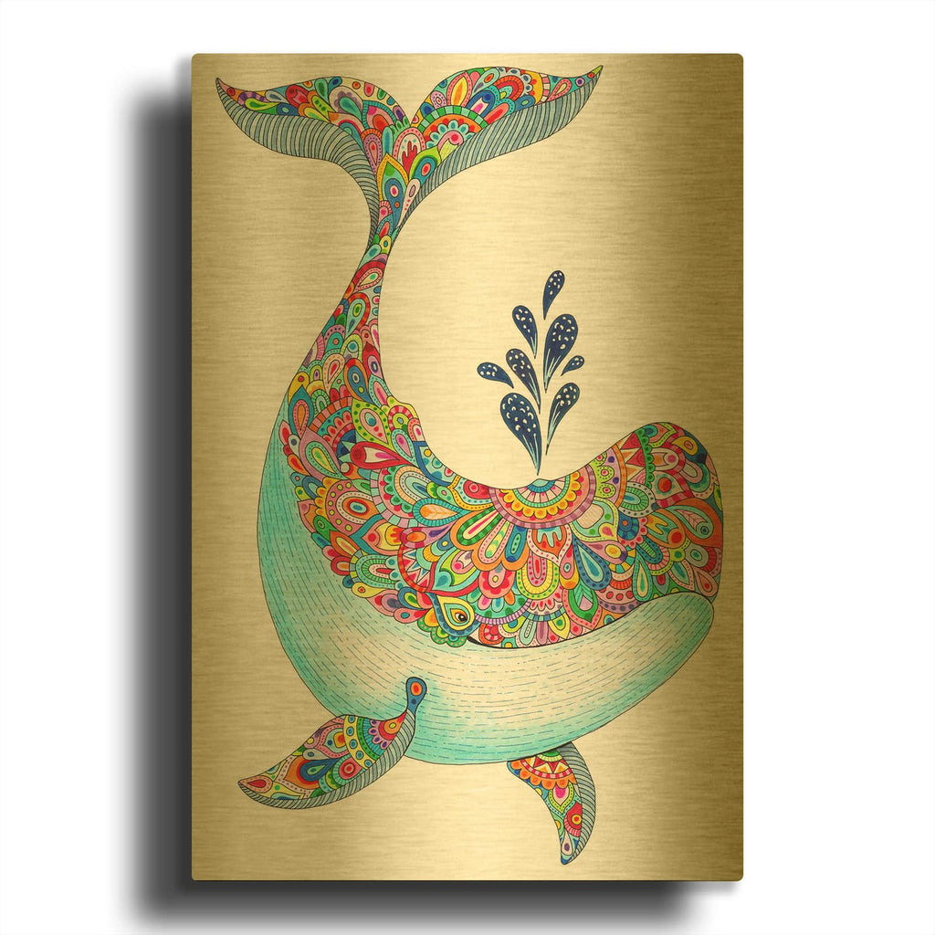 'Happy Whale' By Hello Angel Gold Metal Wall Art